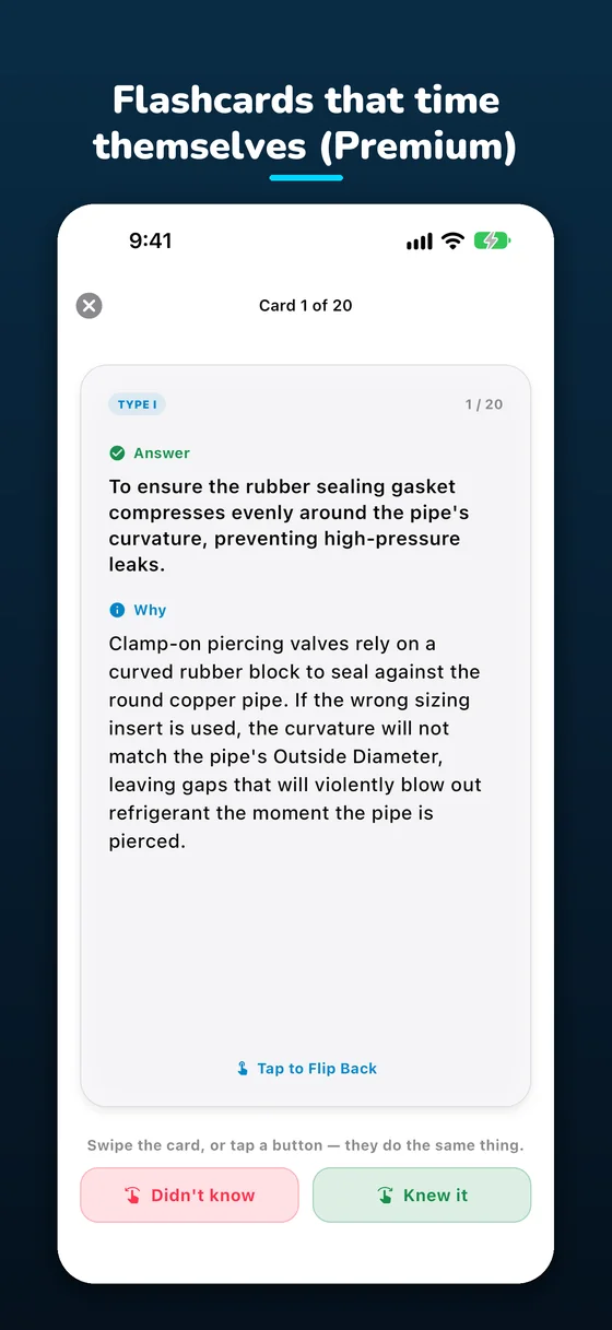 Flashcards that time themselves (Premium): a flashcard showing its answer.