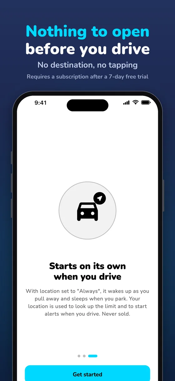 Nothing to open before you drive: it starts on its own when you drive.